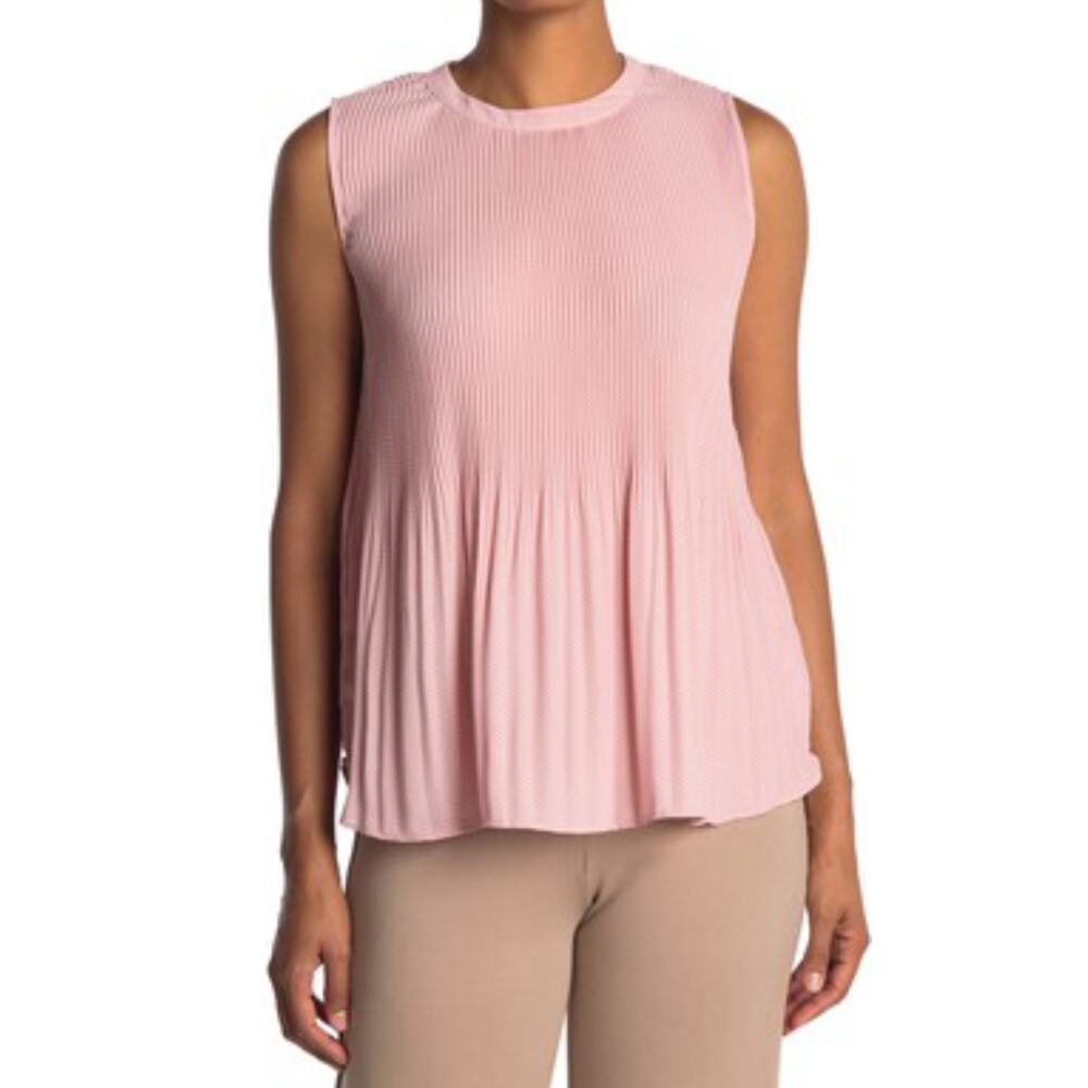 NWT Adrianna Papell Women's Pleated Little Dot Sleeveless Tunic Top Blouse